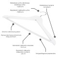 Wieszak - 5 szt. drewniany 44 cm lakierowany biały jesion mocny premium wiszący z poprzeczką antypoślizgową biały uniwersalny do szafy