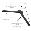 Wieszak - 5 szt. drewniany 44 cm lakierowany jesion mocny premium wiszący czarny uniwersalny do szafy