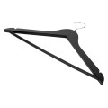 Wieszak - 5 szt. drewniany 44 cm mocny premium wiszący z poprzeczką antypoślizgową czarny uniwersalny do szafy