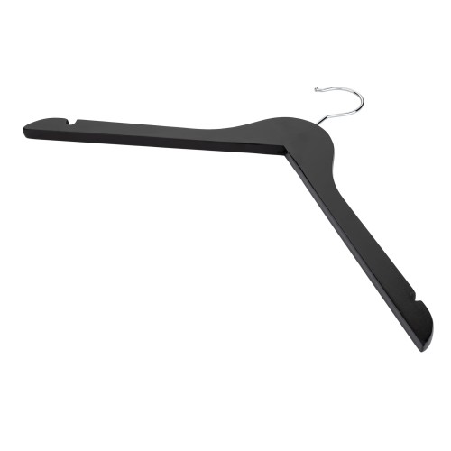 Wieszak - 5 szt. drewniany 44 cm lakierowany jesion mocny premium wiszący czarny uniwersalny do szafy
