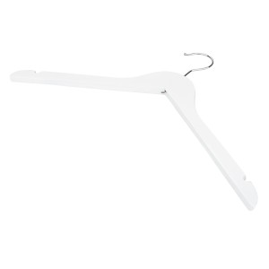 Wieszaki - 5 szt. drewniane 44 cm jesion lakierowany mocne premium wiszące białe wieszak uniwersalny do szafy