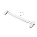 Wieszak - 5 szt. 34 cm drewniany lakierowany jesion premium biały wieszaki wiszące na spódnice i spodnie z klipsem