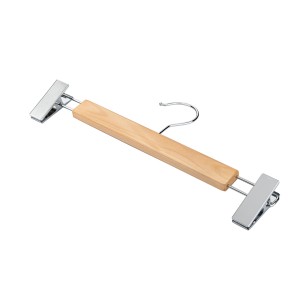 Wieszak - 5 szt. 34 cm drewniany premium jesion naturalny drewno wieszaki wiszące na ubrania z klipsem