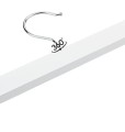 Wieszak - 5 szt. 34 cm drewniany lakierowany jesion premium biały wieszaki wiszące na spódnice i spodnie z klipsem